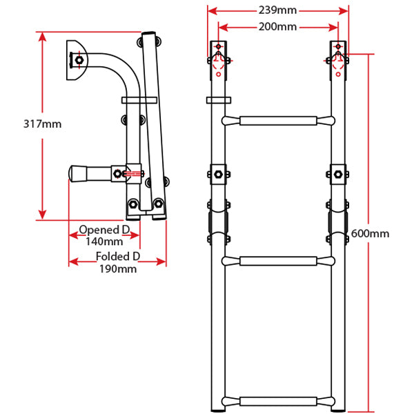 Relaxn - Relaxn Ladders - Folding Transom Mount Stainless Steel