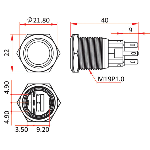 Relaxn - Relaxn Switch - Push Button - Illuminated - Stainless Steel 5A